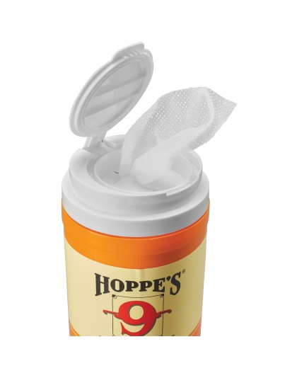 Hoppe's Large Lubricating Gun Oil Field Wipes, Canister of 120 Wipes