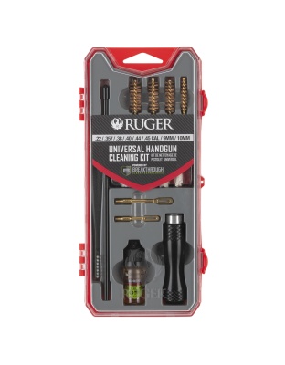 Allen Company Ruger Universal Handgun Cleaning Kit, For Calibers .22-.45, Red and Gray