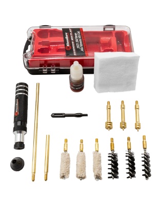 Kleen-Bore Multi-Kit, Cleaning Kit, 3 Heavy Duty Nylon Bristle Bore Brushes: .357/.38/9MM - .40/10MM - .45, 3 Cotton Bore Mops, KleenBore No. 10 BIO Mil-Spec CLP