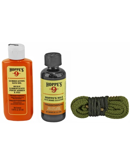 Hoppe's 1-2-3 Done! Pistol Cleaning Kit, Clam Pack, Includes Bore Snake, Solvent, and Oil