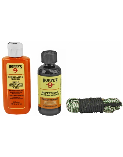 Hoppe's 1-2-3 Done! Rifle Cleaning Kit, Clam Pack, Includes Bore Snake, Solvent, and Oil