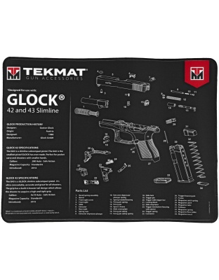 TekMat Ultra Mat, Glock 42/43, Cleaning Mat, Thermoplastic Surface Protects Gun From Scratching, 1/4" Thick, 15"X20", Tube Packaging, Black