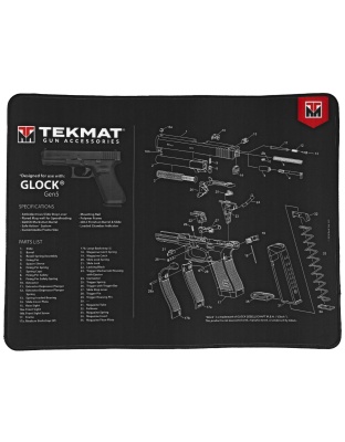 TekMat Ultra Mat, Glock Gen 5, Cleaning Mat, Thermoplastic Surface Protects Gun From Scratching, 1/4" Thick, 15"X20", Tube Packaging, Black