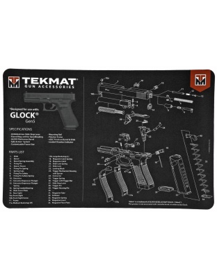 TekMat Pistol Mat, Glock Gen 5, 11"x17", Black, Includes Small Microfiber TekTowel, Packed In Tube