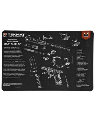 TekMat S&W M&P SHIELD Pistol Mat, 11"x17", Black, Includes Small Microfiber TekTowel, Packed In Tube