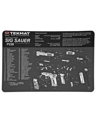 TekMat Sig P226 Pistol Mat, 11"x17", Black, Includes Small Microfiber TekTowel, Packed In Tube