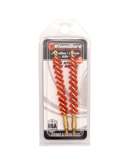 Kleen-Bore Rifle Red Nylon Bore Brush, 2 Pack, Fits .30/7.62MM, Red