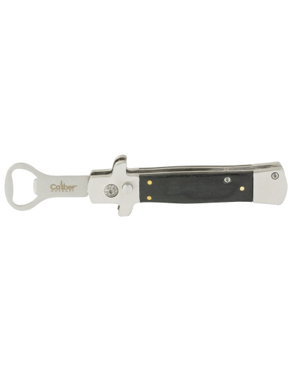 Caliber Gourmet Switchblade Style Bottle Opener, Black and Silver