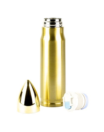 Caliber Gourmet Bullet Thermos Bottle, Gold