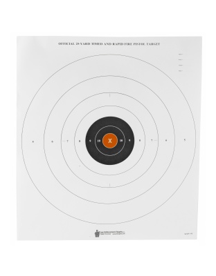 Action Target B-8, 25-Yard Timed And Rapid Fire Target, Black With Orange Center X-Ring, 21"x24", 100 Per Box