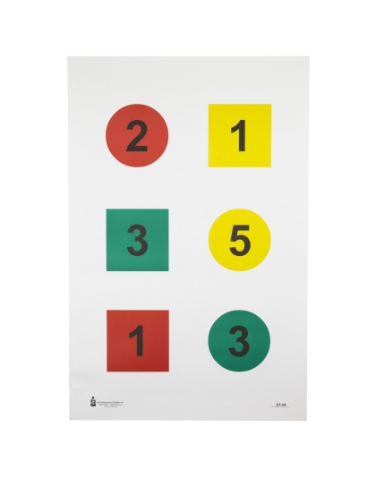 Action Target DT-4A, Discretionary Command Training Target, Black/Blue/Red/Yellow, 23"x35", 100 Per Box