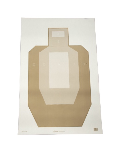 Action Target IPSC Paper Target with Visible Scoring Zones, Brown, 23" x 35", 100 Per Box