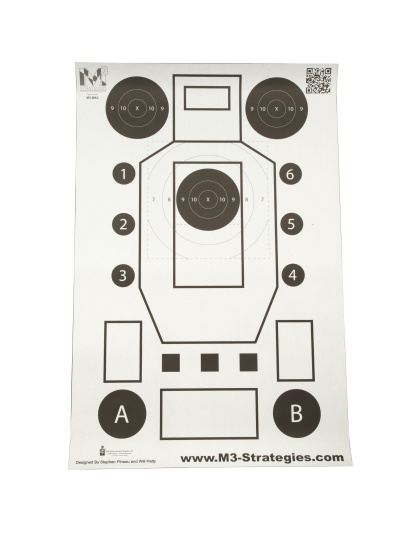 Action Target M3 Strategies Multi-Purpose V3, Training Target, Black and White, 23" x 35", 100 Per Box