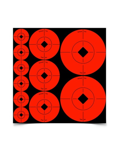 Birchwood Casey Target Spots Assortment, Round, 60-1" Targets, 30-2" Targets, 10-3" Targets