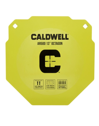 Caldwell AR500, 13" Octagon, Steel Target, Yellow