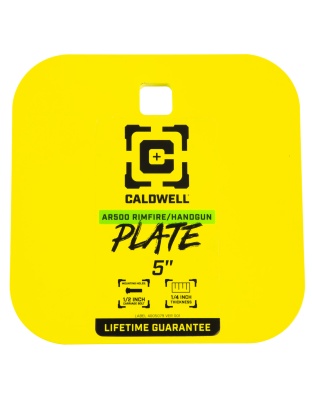 Caldwell AR500 Rimfire/Handgun Gong, 1/4" Steel Target, 5" Square, Yellow