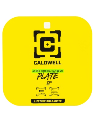 Caldwell AR500 Rimfire/Handgun Gong, 1/4" Steel Target, 8" Square, Yellow