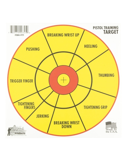 Pro-Shot Products Pistol Training Target, 12" Bullseye Circle, 6 Pack, Yellow/Black