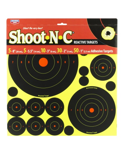 Birchwood Casey Shoot-N-C Target, Bullseye, 50-1", 30-2", 5-5.5",and 5-8" Targets
