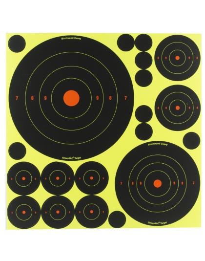 Birchwood Casey Shoot-N-C Target, Deluxe Variety Kit, 40-1" Pasters, 24-2", 8-3", 4-6", 4-8" Bullseye Targets, with Target Stand