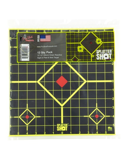 Pro-Shot Products Splatter Shot, 12" Sight In, Adhesive Target, 12 Pack, Green/Black