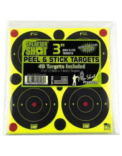 Pro-Shot Products Splatter Shot, 3" Bullseye, Adhesive Target, 48 Pack, Black/Green