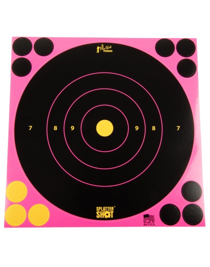 Pro-Shot Products Splatter Shot, 8" Bullseye, Adhesive Target, 6 Pack, Pink/Black
