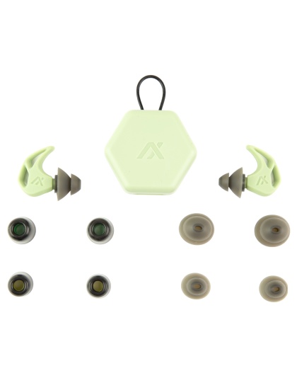 AXIL X20, Earplugs, Slate Green, Includes (3) Silicon Tips, (2) Foam Tips and Pocket Carry Case