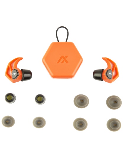 AXIL X30i, Earplugs, Blaze Orange, Includes (3) Silicon Tips, (2) Foam Tips and Pocket Carry Case