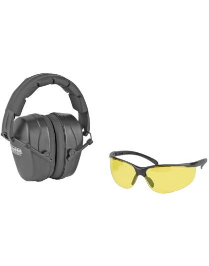 Champion Traps & Targets Shooting Combo Kit, Black Passive Earmuff, Amber Lens