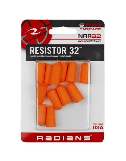Radians Resistor 32 Disposable Foam Earplugs, 6 Pair Uncorded