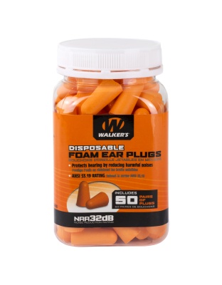 Walker's Ear Plug, Foam, Orange, 50 Pairs per Jar