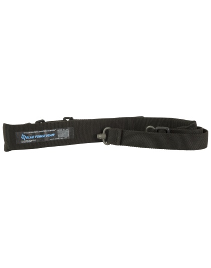 Blue Force Gear Vickers, Padded 2-Point Combat Sling, Push Button Swivels, 54" with Adjuster Tightened, Black, 1.00" Webbing