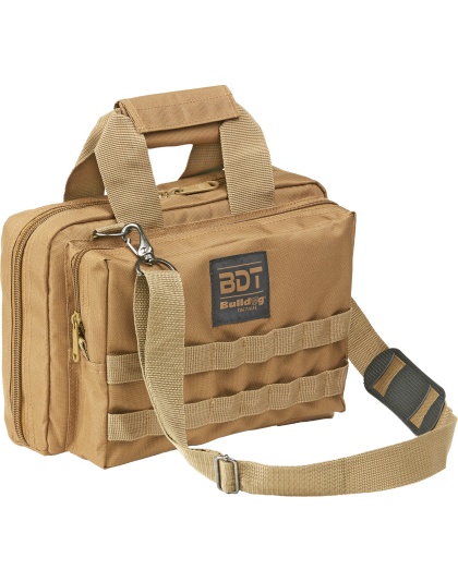 Bulldog Cases Deluxe 2 Pistol Range Bag w/ Strap & MOLLE, Tan