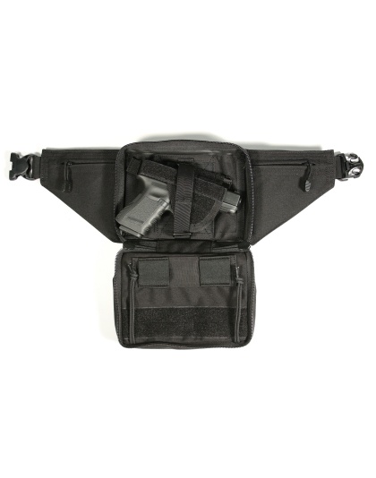 BLACKHAWK Concealed Weapon Fanny Pack, Fits Medium Frame Revolver/Compact Automatic Pistol, Ambidextrous, Black