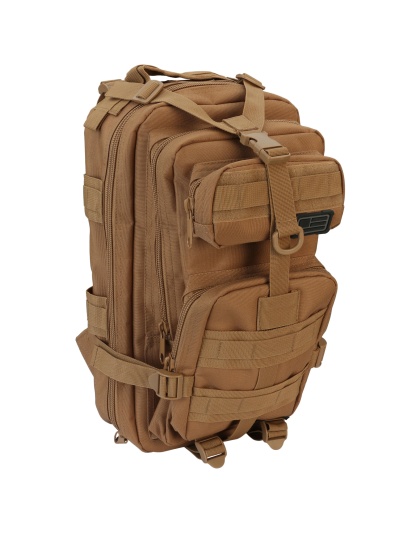 Evolution Outdoor Assault Pack, Tactical Backpack, Polyester, Padded Straps, MOLLE Webbing, Hook and Loop Panel, Coyote