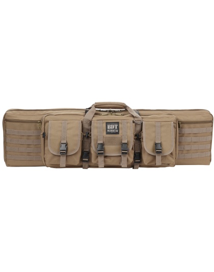 Bulldog Cases Deluxe Tactical Rifle Case, Fits Single Rifle, Three Front Acc. Pockets, Large Main Front Pocket, Back Pack Straps, 36" Soft Case, Tan
