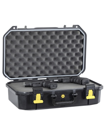 Plano All Weather 2, 2 Pistol Case, 18"x10"x5", Pluck to Fit Foam, Black and Yellow
