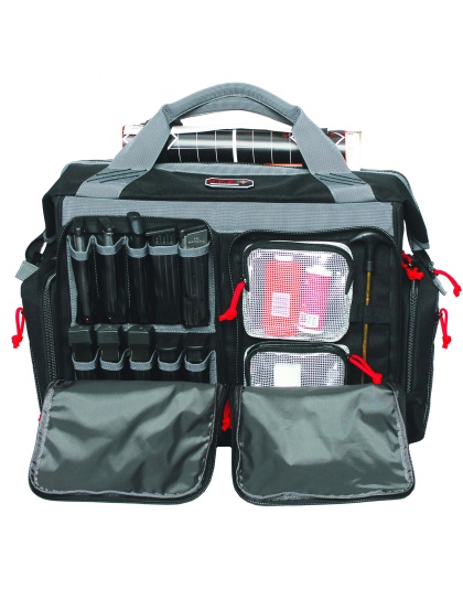 GPS Rolling Range Bag, Black, Soft Case, Holds up to 1 Medium Frame Pistol and 2 Small Frame Pistols, Oversize ATV Wheels, Additional External Pockets for Magazines, Binoculars, Ear Protection, Stapler, and Targets