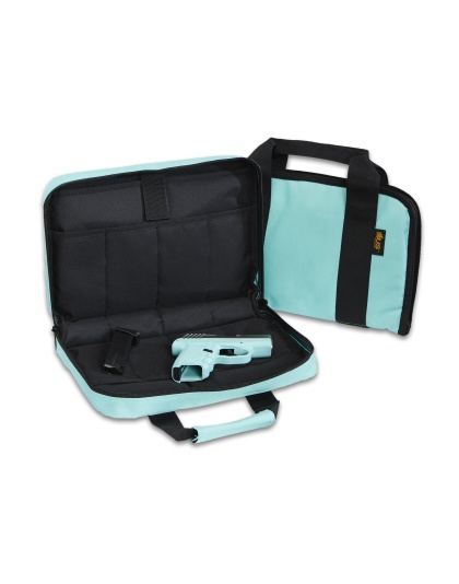 US PeaceKeeper Attache, Pistol Case, 12.5"x6.5", 600 Denier Polyester, Robins Egg Blue